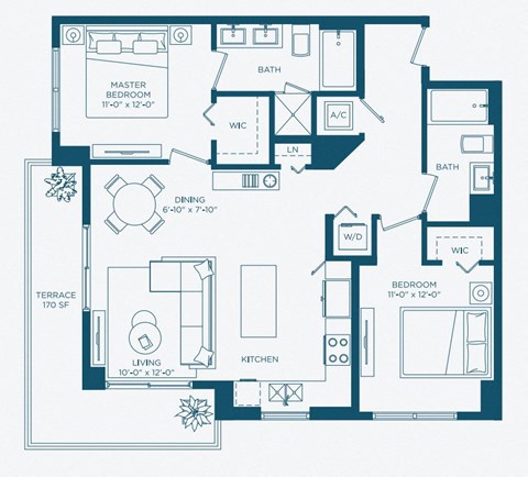 a blueprint of a floor plan at Regatta at New River, Fort Lauderdale, 33301